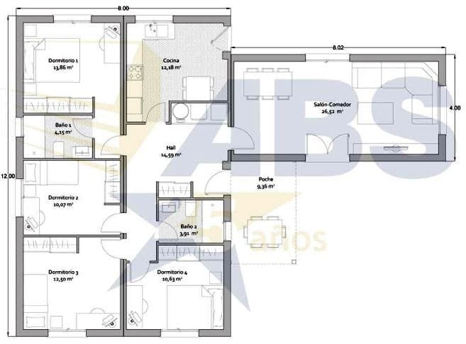Duero de American Building System - 128 m2 - casa industrializada