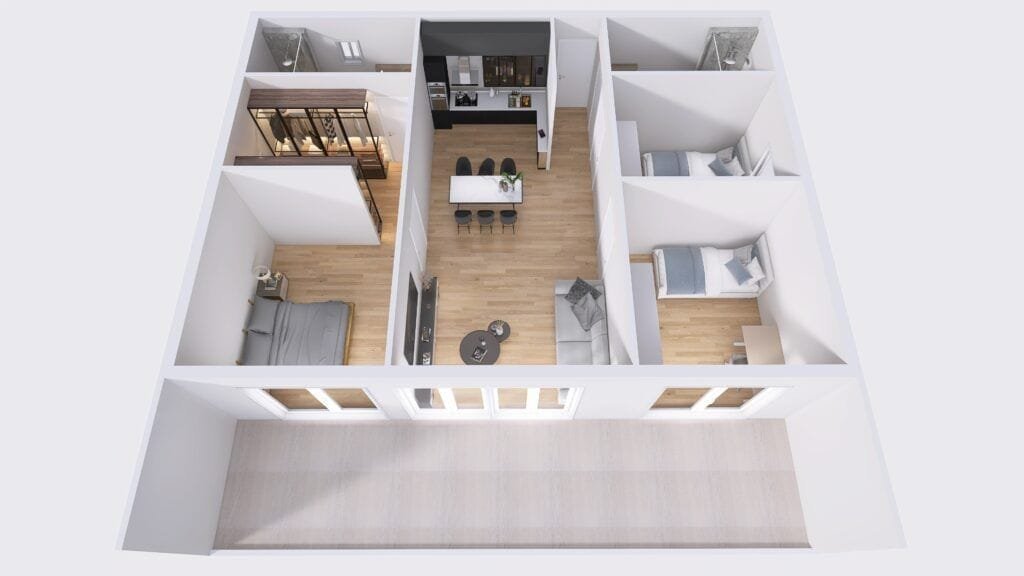 Cúbica 12×8 de Casas Prefabricadas de Hormigón RM - 96 m2 - casa industrializada