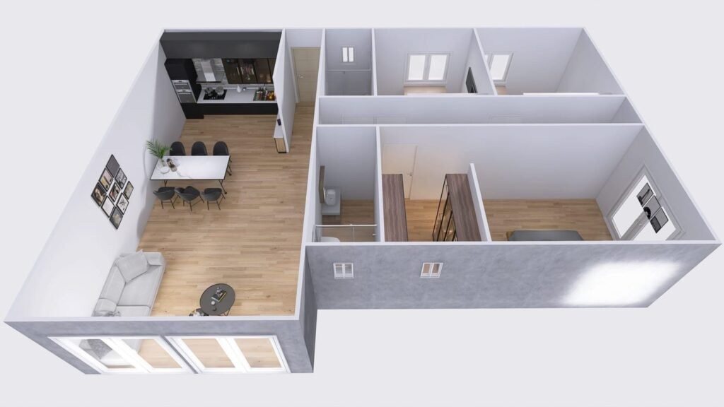 L · fachada 13 m de Casas Prefabricadas de Hormigón RM - 112 m2 - casa industrializada