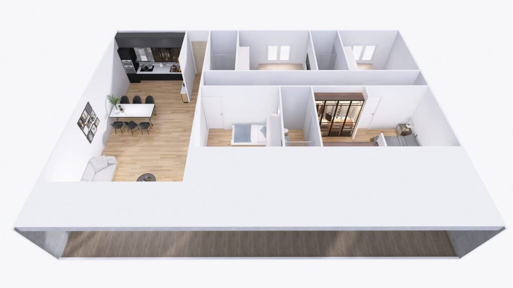 L · fachada 15 m de Casas Prefabricadas de Hormigón RM - 128 m2 - casa industrializada